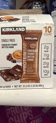 Kirkland Signature Chocolate Peanut Butter Chunk Protein Bar package front