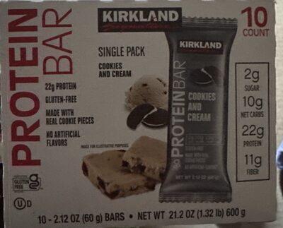 Kirkland Signature Cookies & Cream Protein Bar package front