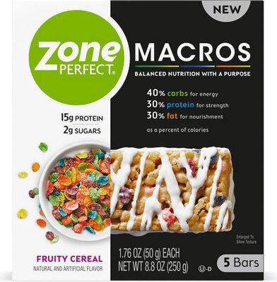 ZonePerfect Fruity Cereal Macros Bar package front