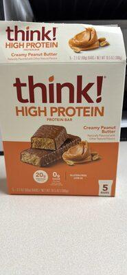 think! High Protein Creamy Peanut Butter Bar package front
