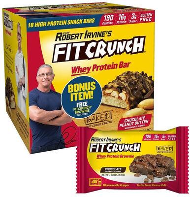 FitCrunch Chocolate Peanut Butter Whey Protein Snack Bar package front