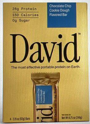 David Chocolate Chip Cookie Dough Protein Bar package front