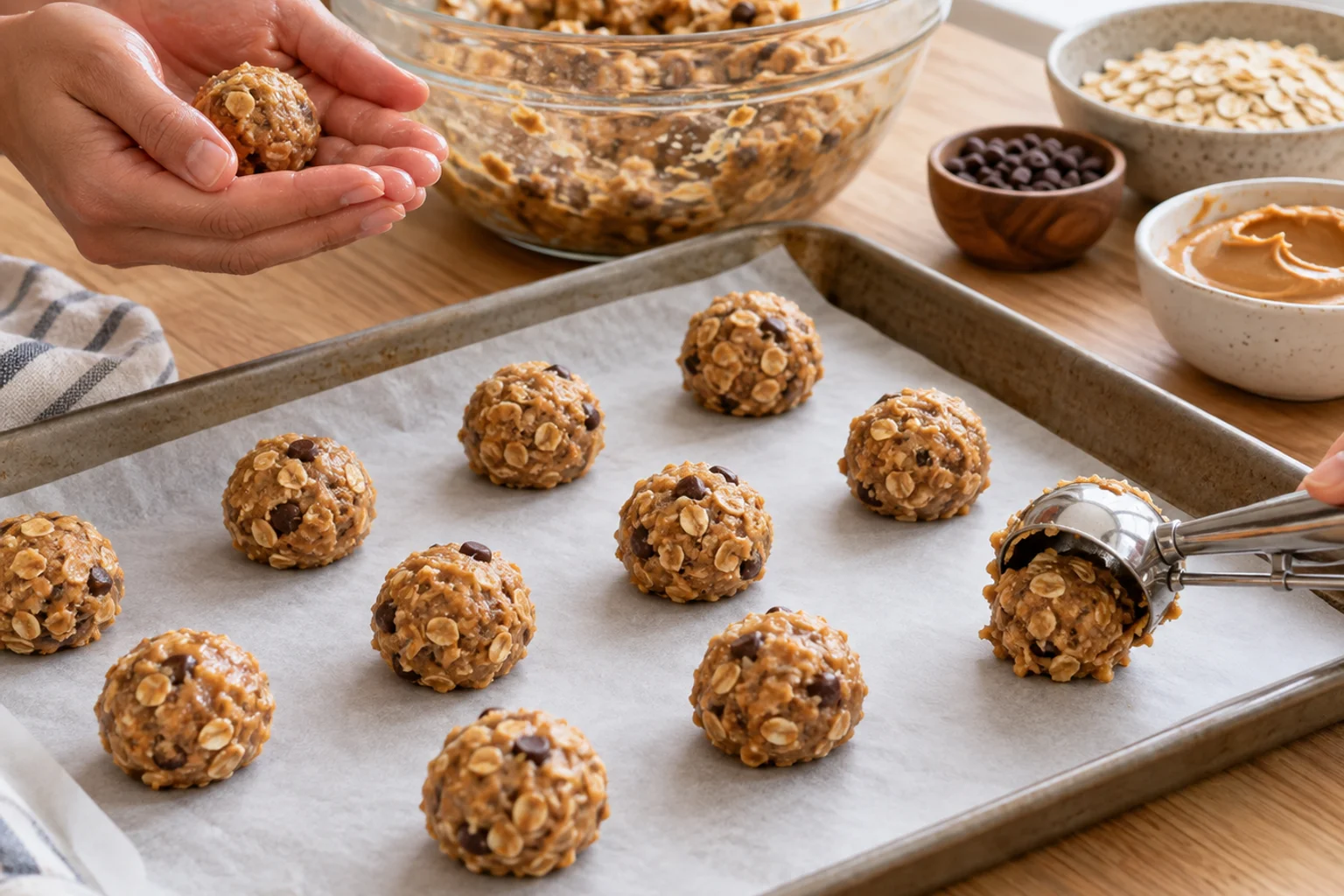Protein bars half-dipped in dark chocolate set on parchment with a bowl of melted chocolate
